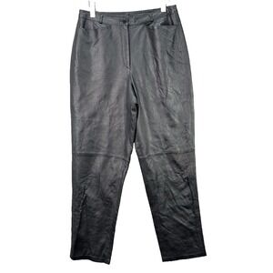 Revue Womens Genuine Leather Pants Biker Motorcycle High Rise Deep Brown Size 14